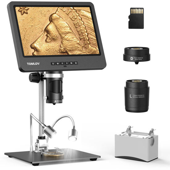 GetUSCart TOMLOV DM602 HDMI Digital Microscope with 3 Lens 10.1