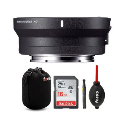 Picture of Sigma MC-11 Lens Mount Converter (Canon EF to Sony E-Mount) with 16GB SD Card and Accessory Bundle