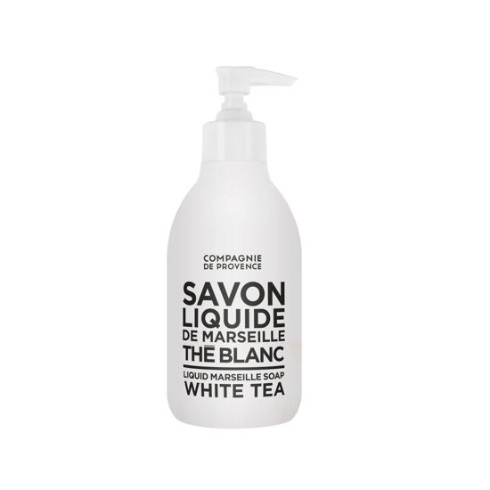 Picture of Compagnie de Provence Savon de Marseille Liquid Soap - White Tea - 10 Fl Oz Glass Pump Bottle