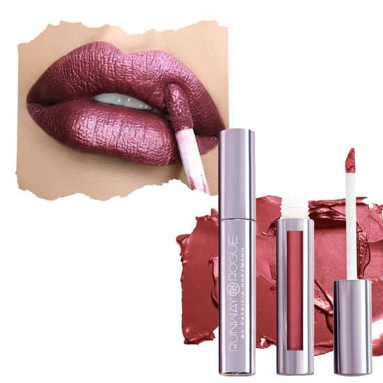 Picture of Runway Rogue Pearl Glam Shimmer Liquid Lipstick, Long Wear Berry-Bronze Lip Color with Silver and Gold Shimmer, Callback