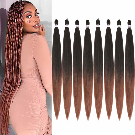 Picture of Long Braiding Hair 48 Inch 8 Packs Crochet Braids Professional Synthetic Fiber Braid hair Extension,Soft Yaki Texture,Itch Free,Hot Water Setting (48 Inch, T30)