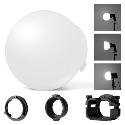 Picture of NEEWER CRS6 Diffusion Dome with 3 Adapter Rings, Compatible with Godox V1 NEEWER Z1 Z2 Round Head Flash and Square Speedlite Z760 and More, NEEWER Mount Diffuser for Video Light MS60B MS60C MS150B