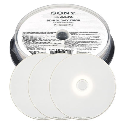 Picture of Vinpower 4X 128GB BDXL Quad Layer BD-R XL White Inkjet Printable Blu-ray Recordable 50 Year archival Discs - 3 Discs