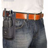 Picture of URH-801 Radio Belt Holster with Tool Pouch Also Functions as a Radio Shoulder Holster has Adjustable Radio Pouch That fits a Radio from 4-3/4" up to 8-1/2" Tall. Made in USA by Holsterguy.