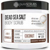 Picture of pureSCRUBS Premium Organic Body Scrub Set - INCLUDES spoon, loofah & soap - Large 16oz COCONUT BODY SCRUB Dead Sea Salt Infused Organic Essential Oils & Nutrients