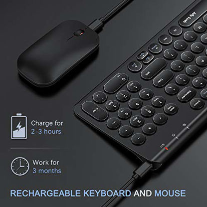 Picture of Rechargeable Wireless Keyboard and Mouse, Jelly Comb 2.4GHz Ultra Slim Quiet Keyboard and Mouse Combo with Round Keys for Windows, Laptop, Notebook, PC, Computer