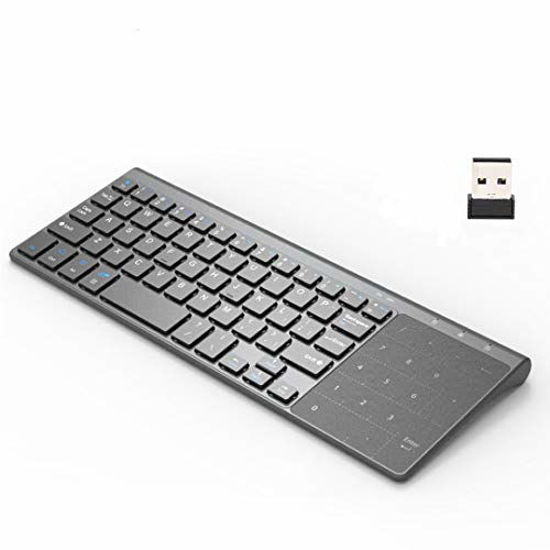 Picture of XBOSS P19 Thin 2.4GHz USB Wireless Mini Keyboard with Number Touchpad and Trackpad Mouse Numeric Keypad for Android and Windows Tablet, Desktop, Laptop, PC, Mac