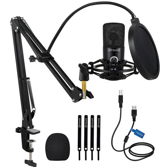 Picture of FDUCE USB Streaming Microphone Kit, Professional 192Khz/24bit Studio Mic with Arm Stand Advanced Chipset, PC Microphone for Singing, Gaming, Podcast, Zoom, Online-Teaching, YouTube, X9