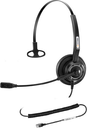 Picture of Arama Phone Headset with Microphone Noise Cancelling, RJ9 Office Telephone Headsets Compatible with Yealink T20P T21P T26P T23G T46G T48G T42S T46S Avaya 1608 9608 Grandstream Aastra (Monaural A200Y1)