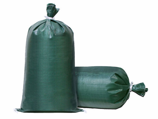 Picture of TerraRight Sandbags - Extra Durable Empty Green Woven Polypropylene Sand Bags w/Ties, Max. UV Protection, 14" x 26" (50 Count)