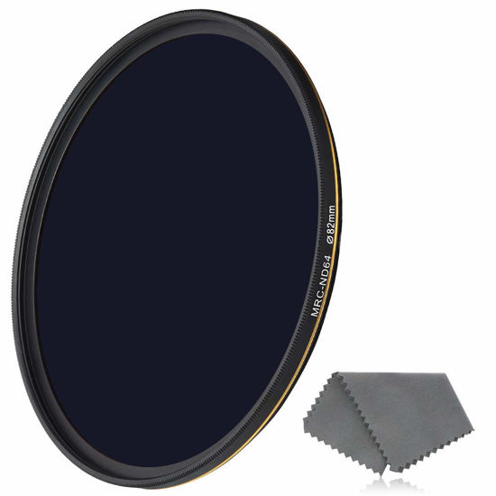 Picture of LENSKINS 82mm ND64 Filter, 6 Stop Neutral Density Filter for Camera Lenses, 16-Layer Multi-Resistant Coated, German Optics Glass, Weather-Seal ND Filter with Lens Cloth