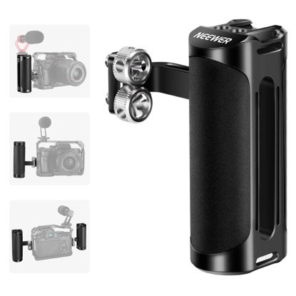 Picture of NEEWER Aluminum Side Handle Grip, Compatible with SmallRig Camera Cage for DSLR & Mirrorless Camera, Vertical/Horizontal Adjustment Handgrip with Cold Shoe, Built in Hex Key and 1/4" Threads, VS105