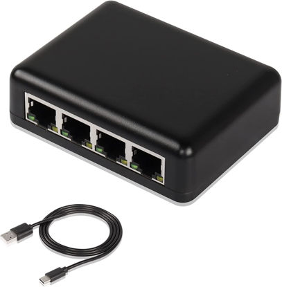 Picture of SinLoon RJ45 Network Splitter Adapter Gigabit,1000Mbps Ethernet Cable Splitter, Cat5,Cat6,Cat7,RJ45 Network Extension Connector,Four Devices Share The Internet at The Same Time (Black Gigabit 1 to 4)