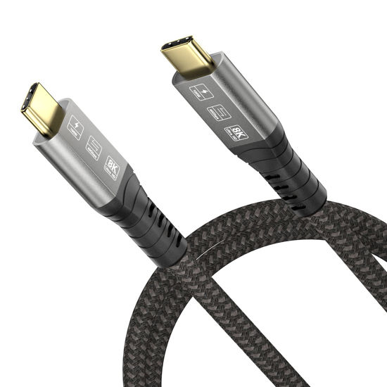 Picture of ConnBull Cable for Thunderbolt 4 6ft, USB Type C TB4 Flexible Nylon Braided Fast Charge Cable 100W, 40Gbps, 8K@60Hz Compatible with Thunderbolt 3/2, MacBook M1 etc