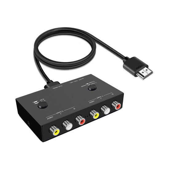 Picture of LVY 2AV to HDMI Converter Double RCA to HDMI Converter, 2 RCA Input 1HDMI Output Support 16:9/4:3 Compatible with WII, N64, PS1, PS2, PS3, VHS, VCR DVD Players etc (Multi AV to HDMI)