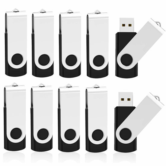 Picture of KOOTION 10 X 16 GB USB Flash Drive 16 gb Flash Drive Thumb Drive USB Drive Memory Stick Jump Drive Keychain Design Black