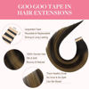 Picture of GOO GOO Tape in Hair Extensions Natural Black to Chestnut Brown Balayage Remy Hair Extensions Human Hair Natural Hair Extensions 10 Inch 20pcs 30g