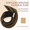 Picture of GOO GOO Tape in Hair Extensions Natural Black to Chestnut Brown Balayage Remy Hair Extensions Human Hair Natural Hair Extensions 10 Inch 20pcs 30g