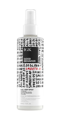 Picture of IGK GOOD BEHAVIOR 4-in-1 Prep Spray | Leave In + Detangle + Heat Protectant | Vegan + Cruelty Free | 7 Oz