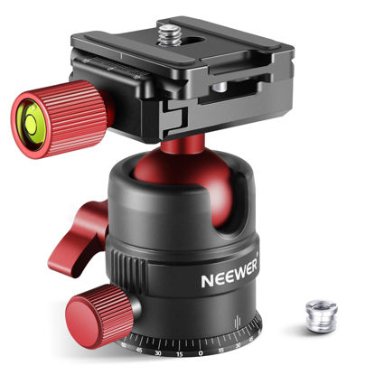 Picture of NEEWER Tripod Head, 360° Rotating Panoramic Ball Head with 1/4” Quick Shoe Plate for Tripod Monopod Slider DSLR Camera Camcorder, Max Load up to 5kg/11lb - GM28