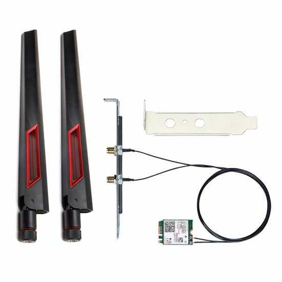 Picture of 10Dbi Antenna Wi-Fi 6E AX210 Bluetooth 5.3 5374Mbps 2.4Ghz 5Ghz 6Ghz 802.11ax/ac M.2 2230 Key E Desktop Kit Wireless Adapter AX210NGW Windows 10/11