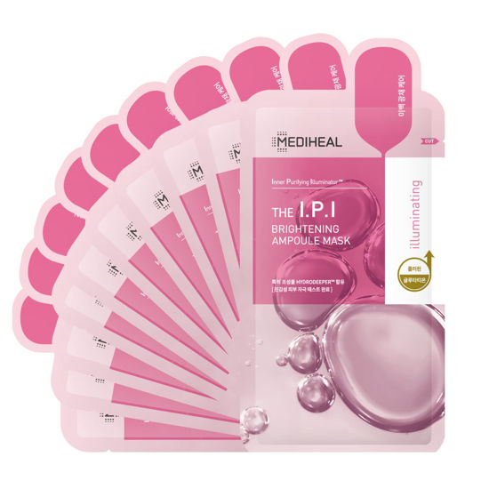 Picture of Mediheal Official Best No.1 Korean Sheet Mask - I.P.I Brightening Ampoule Face Mask 10 Sheets For Intensely Hydrating Moisturizing For All Skin Types