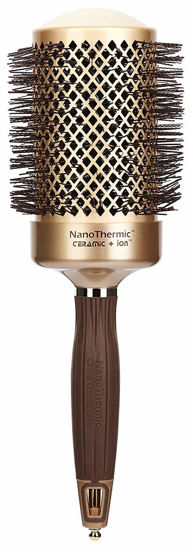 Picture of Olivia Garden NanoThermic Ceramic + Ion Round Thermal Hair Brush for Curly, Wavy, All Hair Type, NT-64 (2 3/4"), Gold and Chocolate