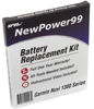 Picture of NewPower99 Battery Kit for Garmin Nuvi 1300 Series - 1300, 1350, 1370, 1375, 1390, 1340, 1310 with Tools, Video Instructions, Long Life Battery