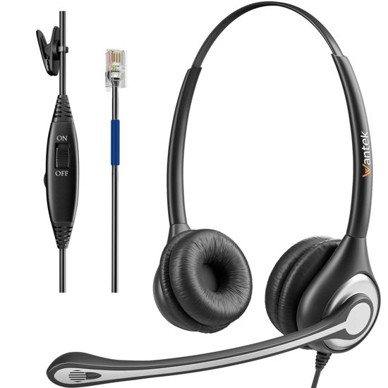 Picture of Wantek Corded RJ9 Telephone Headset Binaural with Noise Canceling Mic ONLY for Cisco IP Phones: 7821, 7940, 7941, 7942, 7945, 7960, 7961, 7962, 7965, 7975, 7971, 8841, 8845, 8861, M12 M22 etc (F602C1)