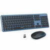 Picture of Wireless Keyboard and Mouse, Jelly Comb 2.4GHz Ultra Thin Full Size Wireless Keyboard Mouse Combo Set with Number Pad for Computer, Laptop, PC, Desktop, Notebook, Windows 7, 8, 10 (Sapphire Blue)