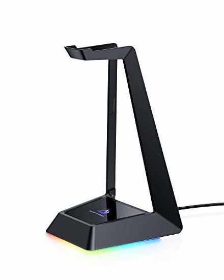 Picture of AUKEY RGB Headphone Stand, Durable Gaming Headset Stand with 3 USB Ports, 8 Lighting Effects, Anti-Slip Rubber Pad and Stable Structure, Designed for Gaming Headphones