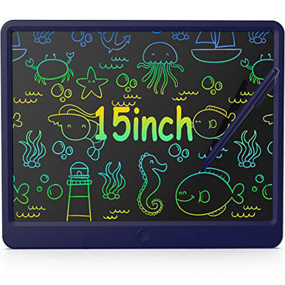 Picture of LCD Writing Tablet 15 Inch, Colorful Screen Doodle Board Drawing Pad for Adults & Kids, Electronic Writing Board Drawing Tablet, Educational Toys Gifts for 3-12 Year Old Boys, Girls,Toddler (Blue)