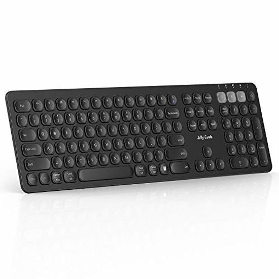 Picture of Multi-Device Bluetooth Keyboard, Jelly Comb Dual Mode Rechargeable 2.4G Wireless & Bluetooth Keyboard Full Size Switch to 3 Devices for PC Laptop iPad Mac OS Android iOS Windows-(Black)