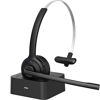 Picture of Wireless Headset with Charging Base, 200Hrs Playtime, Wireless Trucker Headphone with Noise Cancelling Microphone, Mute Button, 270 Degree Boom Mic, Comfortable Fit for Home Office