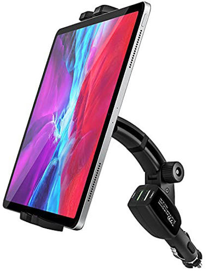 Picture of Car Cigarette Lighter Tablet Holder, woleyi Fast Charging Car Tablet Mount with Dual USB Port and Adjustable Arm for iPad Pro/Air/Mini, iPhone, Samsung Galaxy Tabs, Other 4 -11" Smartphones & Tablets