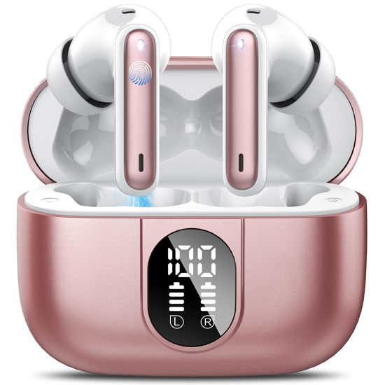 Picture of Wireless Earbuds, 2023 Bluetooth Headphones 5.3 HiFi Stereo Earphones, 40H Playtime Dual Mic Call in-Ear Earbud, Bluetooth Earbud with Dual Mic Call, IP7 Waterproof Earphones Sport Headset for iOS