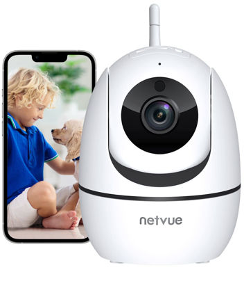 Picture of NETVUE Indoor Camera, 1080P FHD 2.4GHz WiFi Pet Camera, Home Camera for Pet/Baby, AI Human Detection, Dog Camera 2-Way Audio, Indoor Security Camera Night Vision, Cloud Storage/TF Card, White