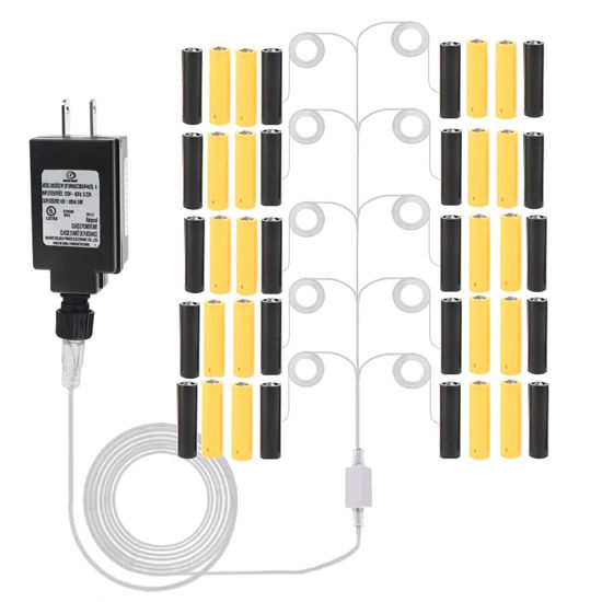 Picture of 2 or 3 AA LR6 R6 Battery Replacement,Dummy Batteries,1 to 10 AC 120V to 3V 4.5V Power Supply Adapter for Christmas Decorations LED Light, Indoor & Outdoor