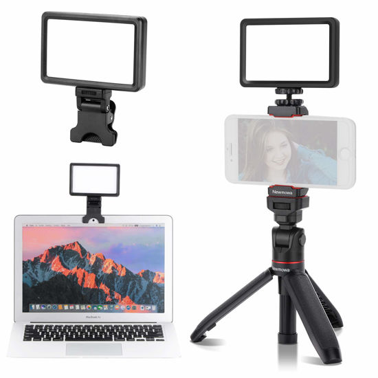 Picture of Newmowa 60 LED Clip Rechargeable Video Light Mini Extension Tripod Kit with Phone Holder,Soft Light Board,3200-5600K,3 Light Modes,for Vlog,Makeup,Video Conference,Compatible with Phones&Cameras