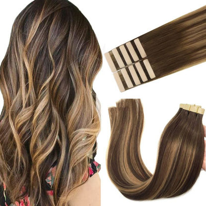  GOO GOO Wire Hair Extensions Real Human Hair, 18inch 95g  Chocolate Brown to Caramel Blonde, Invisible Wire Hair Extensions with  Transparent, Seamless Fish Line Hairpiece, Straight Remy Hair Extensions 