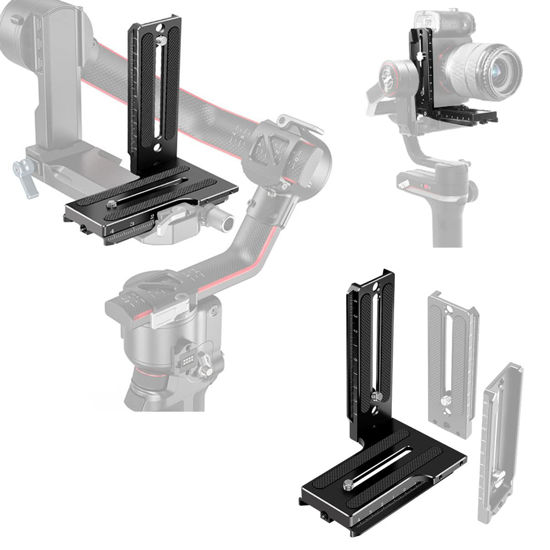 Picture of EaxanPic Aluminum L Bracket Vertical Horizontal Switching Quick Release Plate for DJI Ronin RS2 RSC2 Zhiyun Weebill-S Gimbal Stabilizer Tripod Monopod and SLRs