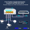 Picture of YuanLey Outdoor Gigabit PoE Extender 1 in 3 Out, 802.3af/at 4 Port PoE Repeater IP66 Waterproof, Vlan, Extend Additional 100m(328ft) of Power and Data Transmission, Wall Mount Plug and Play