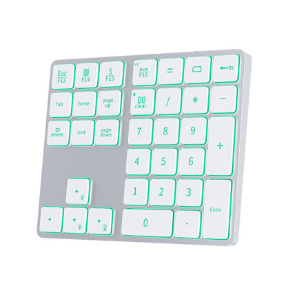 Picture of LIAN MO Wireless Bluetooth Numeric Backlit Keyboard Metal Material Rechargeable Numpad Slim 34 Keys Easy to Carry for iPad/Mac/Laptop/PC Compatible with Windows Android iOS