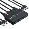 Picture of KVM Switch HDMI, Upgraded USB and HDMI KVM Switch for 2 Computers Share Keyboard Mouse Printer to One HD Monitor, Supports 4K@60 Hz, 2 HDMI Cables and 2 USB Cables Included