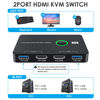 Picture of KVM Switch HDMI, Upgraded USB and HDMI KVM Switch for 2 Computers Share Keyboard Mouse Printer to One HD Monitor, Supports 4K@60 Hz, 2 HDMI Cables and 2 USB Cables Included