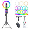 Picture of 10" Selfie Ring Light with 63" Tripod Stand & 1 Phone Holder, LED Camera Ringlight with 48 RGB Colors Modes & Musical Rhythm Mode and 12 Brightness Dimmable for TikTok/Makeup/Photography/Vlog