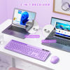 Picture of Keyboard and Mouse Wireless, Vivefox Wireless Keyboard with Phone Holder USB A & Type C Receiver Cute Keyboard and Mouse Compatible for Windows, Mac, MacBook/Air/Pro Computer (Purple)