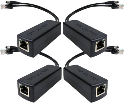 Picture of 4Pack PoE Splitter 12V, Active PoE to 2.1mm DC, with IEEE 802.3af/at Compliant(Upgraded with USA chipset/Opto-Isolator) for Non-PoE IP Cameras and More (13.5W, 12V/1A)