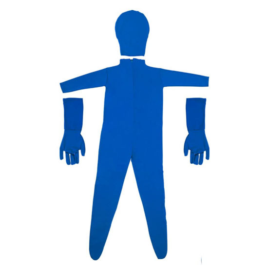 Picture of 7Tek Green Screen Bodysuit Blue Chromakey Body Suit Clothes with Gloves for Photography Photo Film Video Invisible Effect (XL:180cm, Blue)