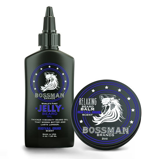 Picture of Bossman Beard Oil Jelly and Relaxing Beard Balm Combo- Royal Oud Scent